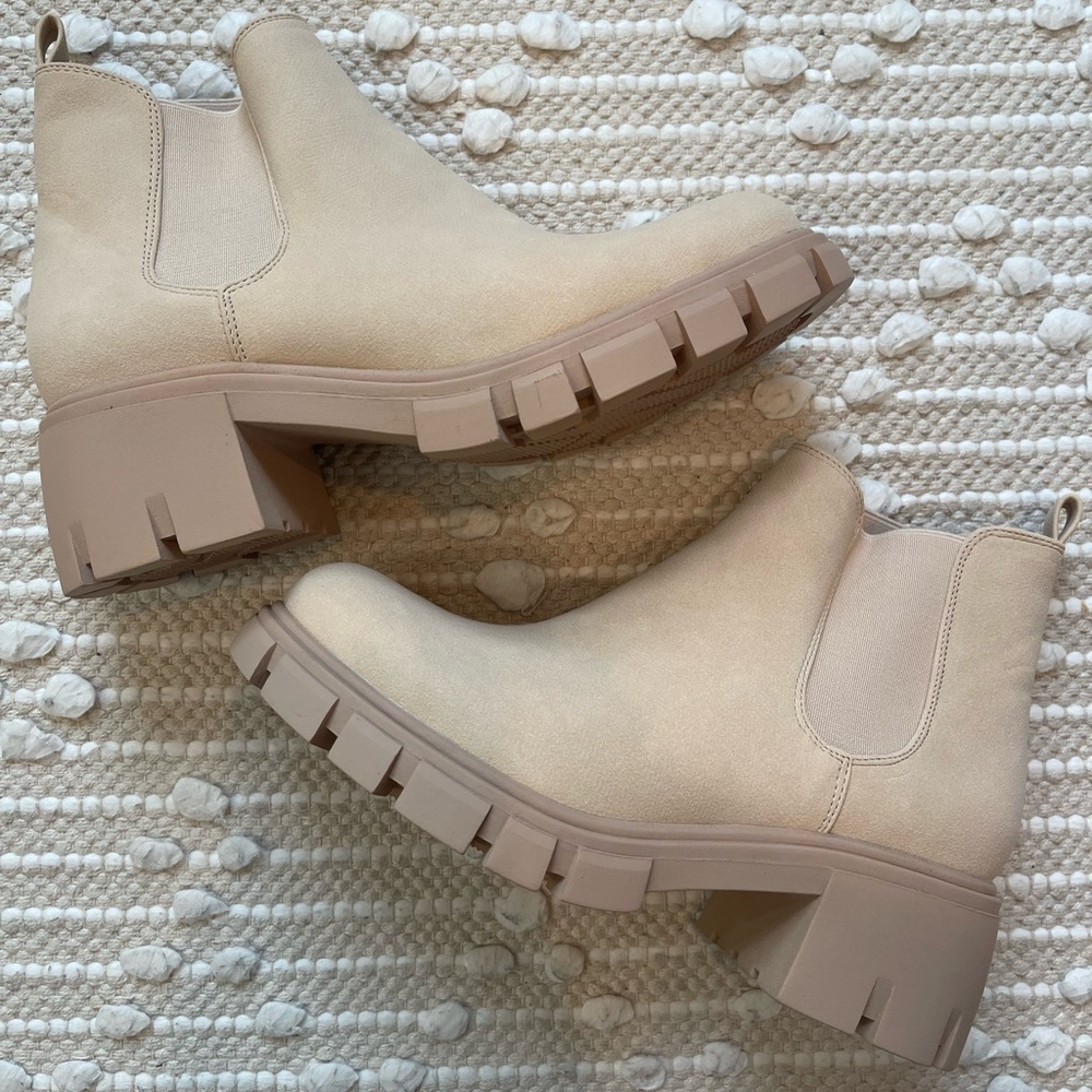 Cream Chunky Sole Ankle Booties